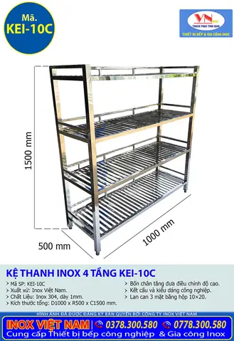 Giá Để Bát Đĩa Inox 4 Tầng