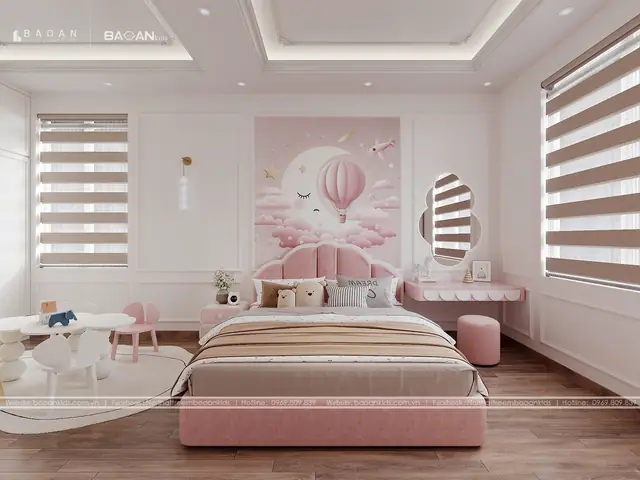 Giường Ngủ Màu Hồng Cho Bé Gái
