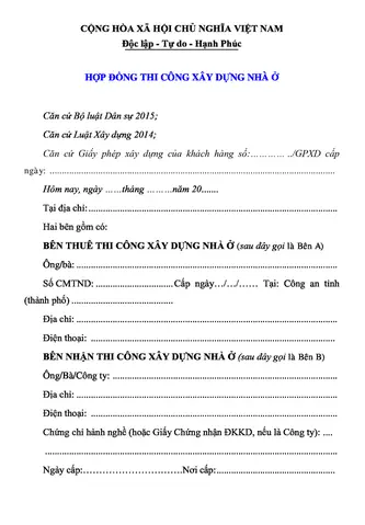 Hợp Đồng Thi Công Đá Ốp Lát