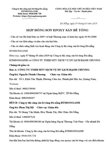 Hợp Đồng Thi Công Sơn Công Trình