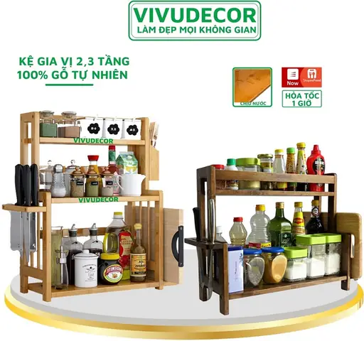 Kệ Gỗ Đựng Gia Vị