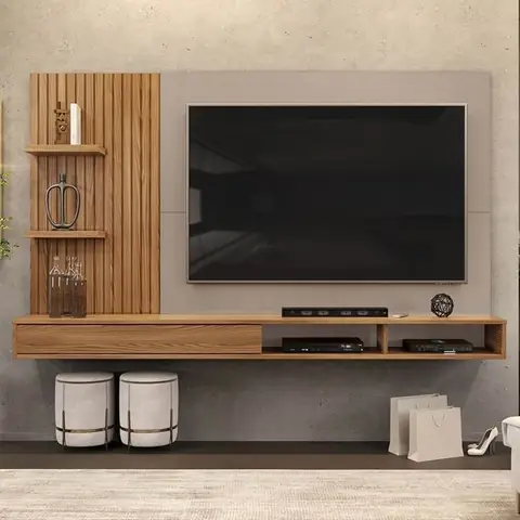 Kệ Tivi Gỗ Tự Nhiên Treo Tường
