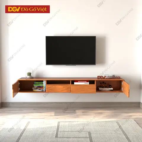 Kệ Tivi Gỗ Tự Nhiên Treo Tường