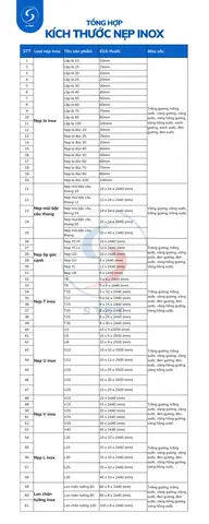 Kích Thước Nẹp V Inox