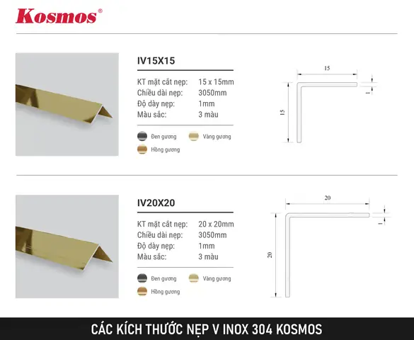 Kích Thước Nẹp V Inox