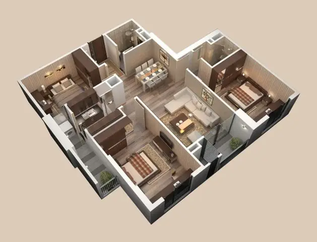 Mặt Bằng Chung Cư 3 Phòng Ngủ