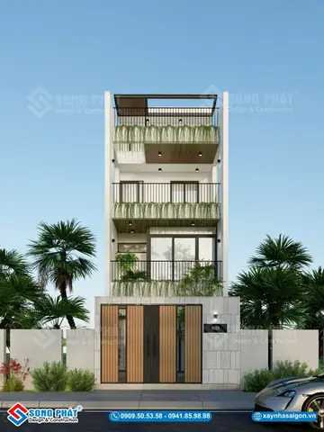 Mặt Tiền Nhà Ống 4 Tầng Hiện Đại