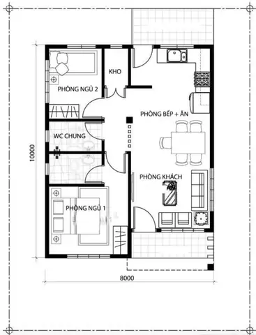 Mẫu Nhà 1 Tầng 80m2
