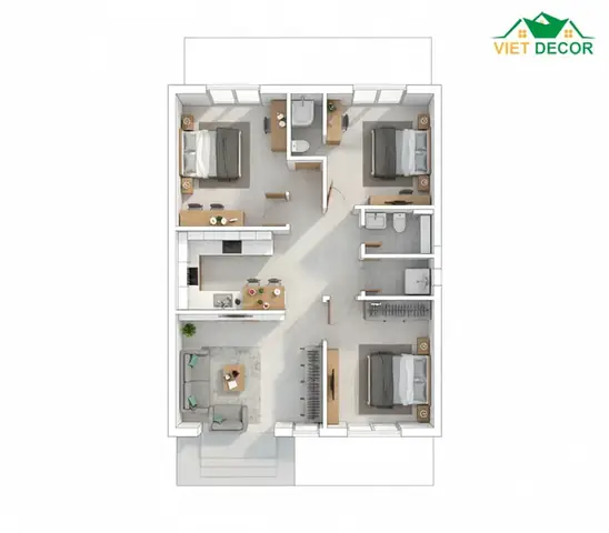 Mẫu Nhà 1 Tầng 80m2