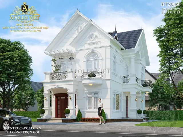Mẫu Nhà 2 Tầng 2 Mặt Tiền Mái Thái