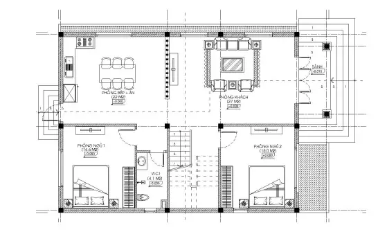 Mẫu Nhà 2 Tầng 9x13m