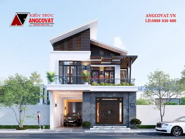 Mẫu Nhà 2 Tầng Lệch