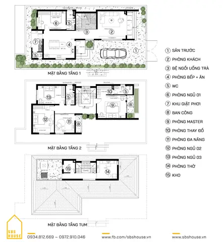 Mẫu Nhà 3 Tầng Chữ L