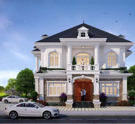 Mẫu Nhà Biệt Thự 2 Tầng Kiểu Pháp