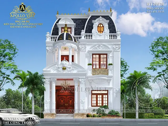 Mẫu Nhà Biệt Thự 2 Tầng Kiểu Pháp
