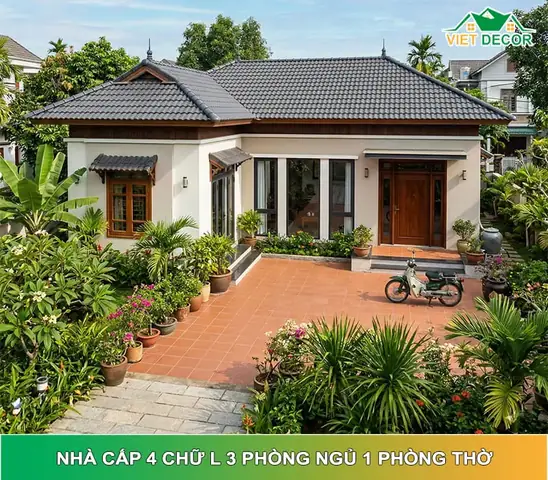 Mẫu Nhà Cấp 4 Chữ L 100m2