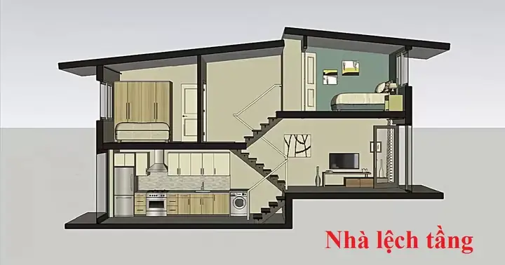 Mẫu Nhà Cấp 4 Lệch Tầng