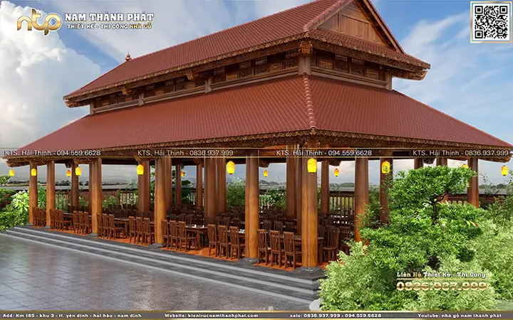 Mẫu Nhà Gỗ 3 Gian 2 Chái