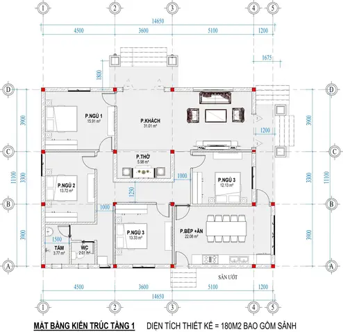 Mẫu Nhà Mái Thái 4 Phòng Ngủ