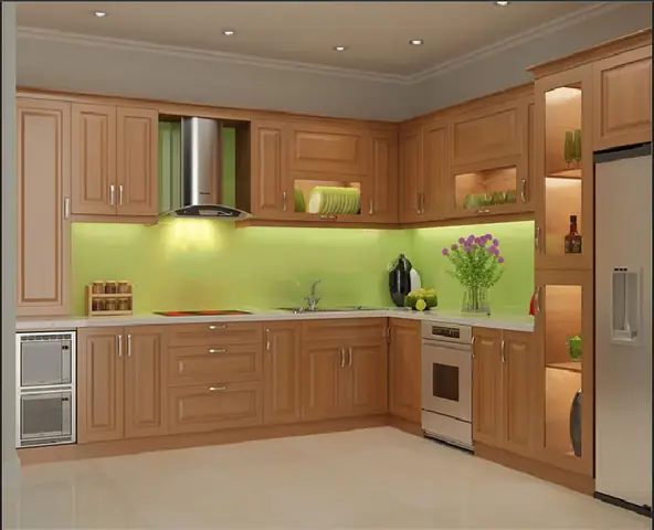 Mẫu Tủ Bếp Gỗ Sồi Đẹp