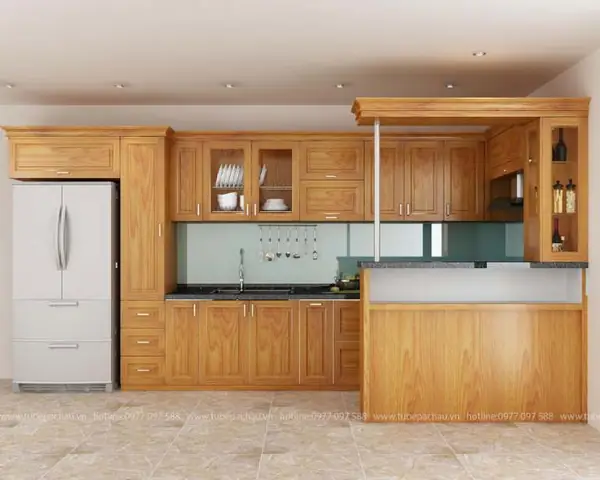 Mẫu Tủ Bếp Gỗ Sồi Đẹp