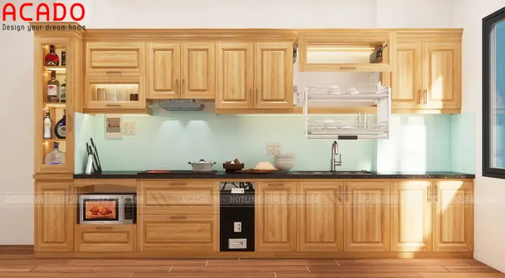 Mẫu Tủ Bếp Gỗ Sồi Đẹp