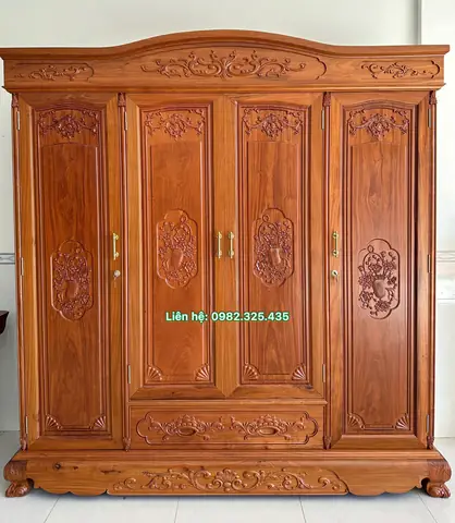Mẫu Tủ Quần Áo 3 Buồng 4 Cánh