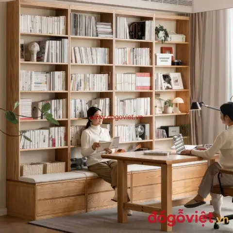 Mẫu Tủ Sách Gỗ Tự Nhiên