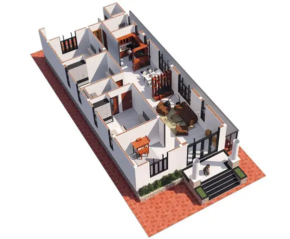 Mô Hình 3d Nhà Cấp 4