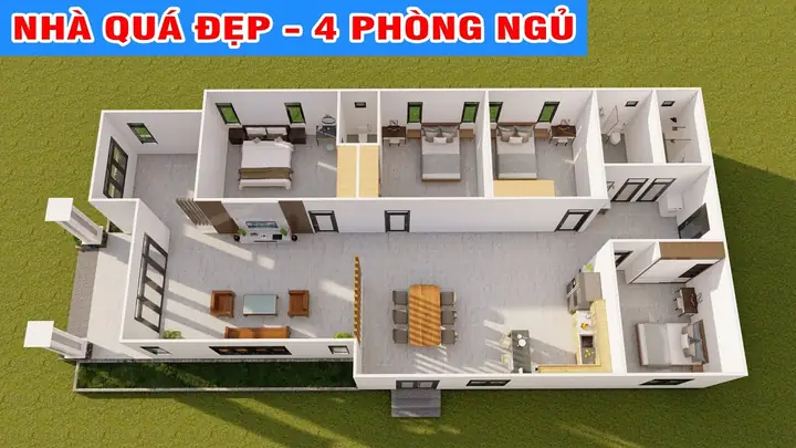 Nhà Cấp 4 Đơn Giản 4 Phòng Ngủ