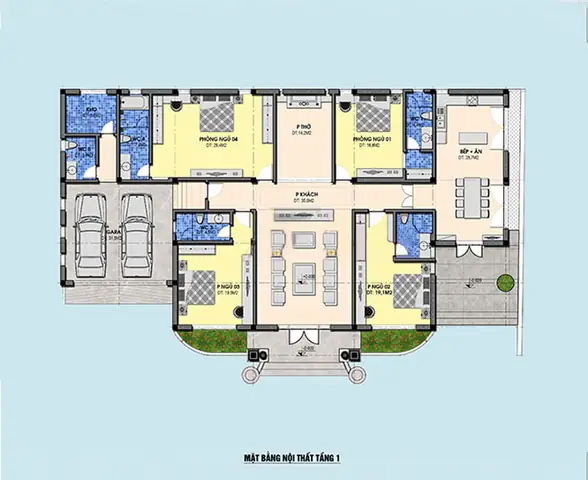 Nhà Cấp 4 Đơn Giản 4 Phòng Ngủ
