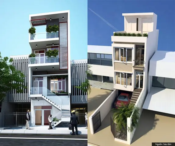 Nhà Phố 3 Tầng Cầu Thang Ngoài