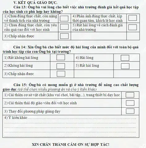 Phiếu Khảo Sát Bếp Ăn Tập Thể