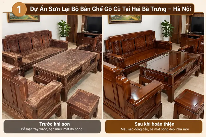 Sơn Lại Bàn Ghế Gỗ