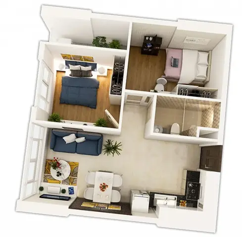 Thiết Kế Căn Hộ 40m2 2 Phòng Ngủ