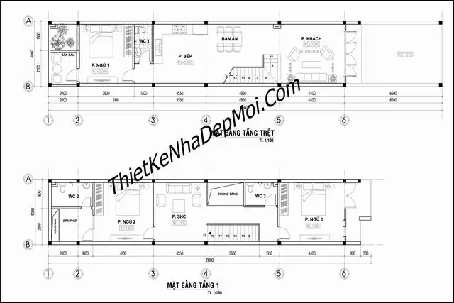 Thiết Kế Nhà 1 Tầng 4x20m