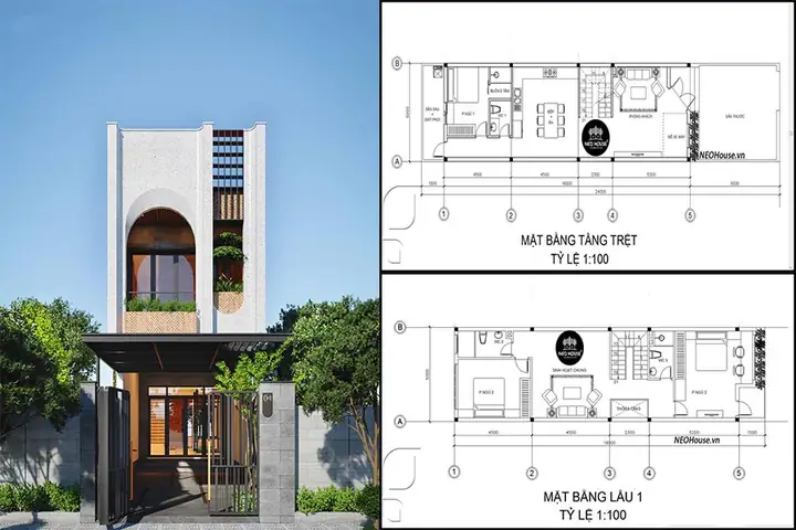 Thiết Kế Nhà 3 Tầng 4 Phòng Ngủ