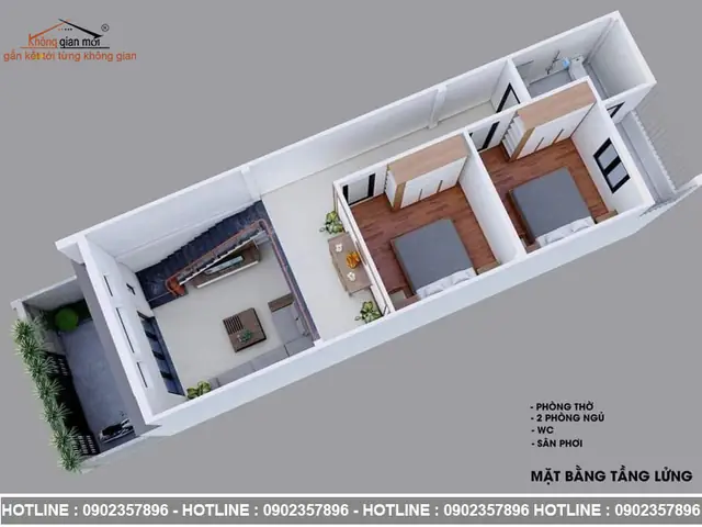 Thiết Kế Nhà 5x15m Có Gác Lửng