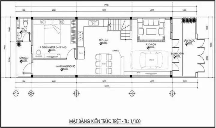 Thiết Kế Nhà Ống 1 Tầng 5x20