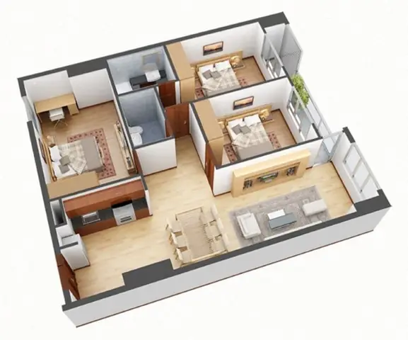 Thiết Kế Nội Thất Căn Hộ 80m2 3 Phòng Ngủ