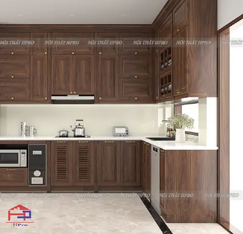 Tủ Bếp Gỗ Óc Chó Đẹp