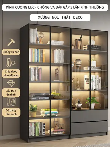 Tủ Kính Trưng Bày Sách