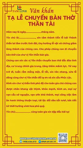 Văn Khấn Chuyển Bàn Thờ Ông Táo