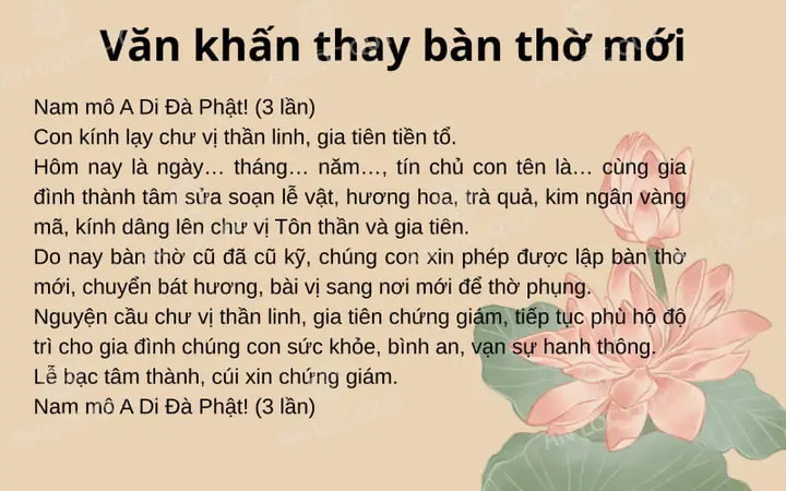 Văn Khấn Chuyển Bàn Thờ Ông Táo